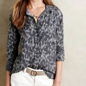 Cloth & Stone Leopard Print Button Down Top S